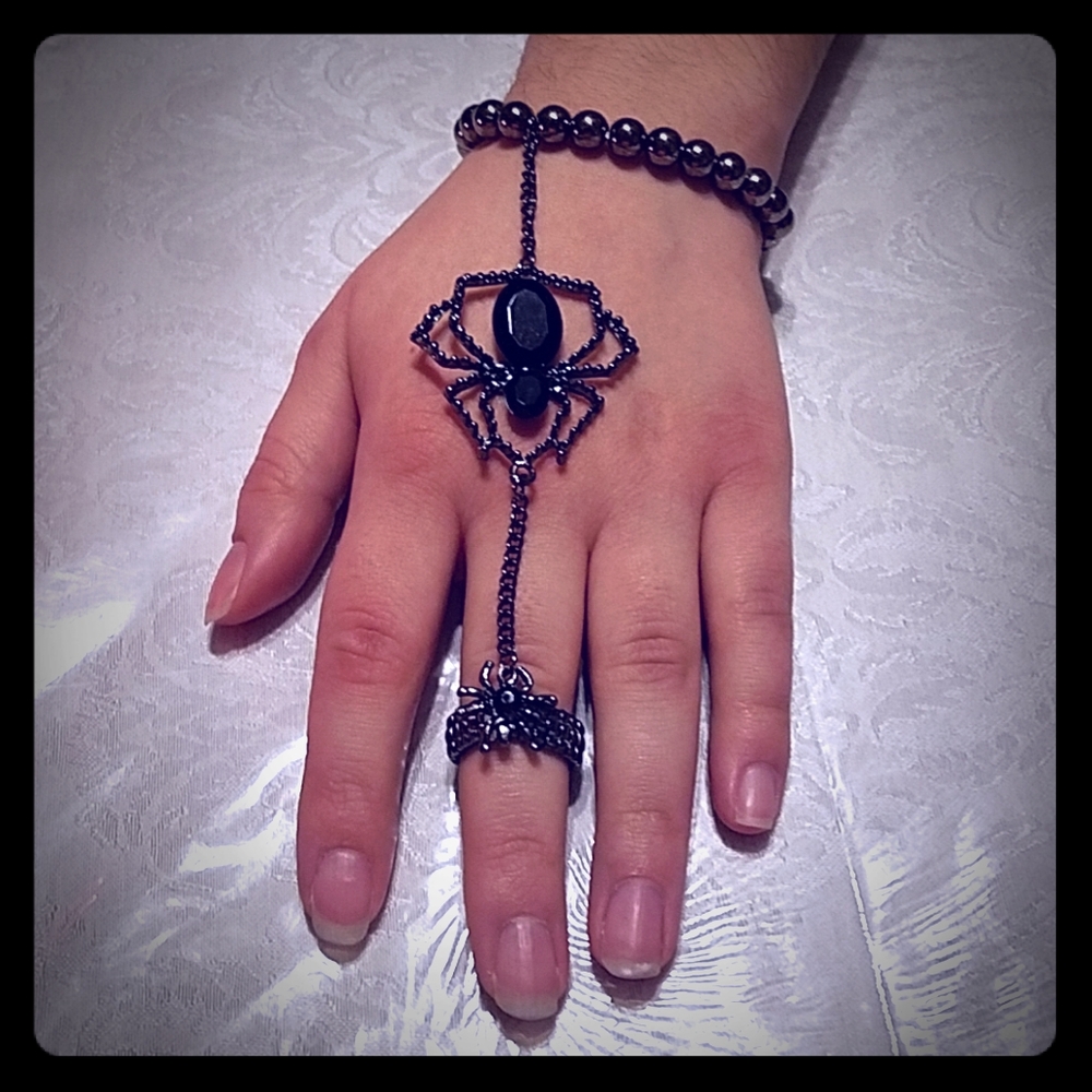 Halloween Spider Gothic bracelet and Ring Combo